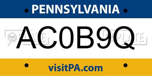 AC0B9Q Pennsylvania License Plate