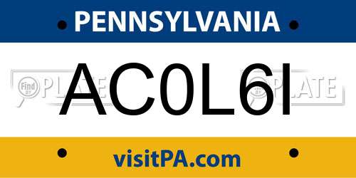 AC0L6I Pennsylvania License Plate