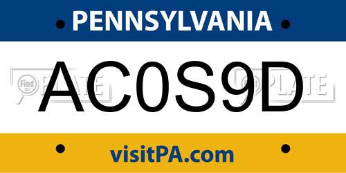 AC0S9D Pennsylvania License Plate