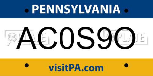 AC0S9O Pennsylvania License Plate