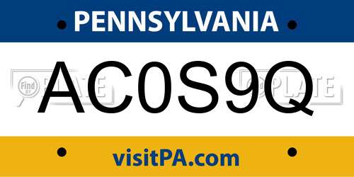 AC0S9Q Pennsylvania License Plate