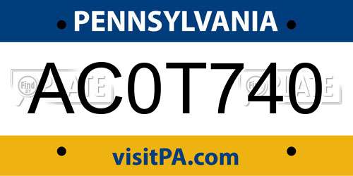AC0T740 Pennsylvania License Plate