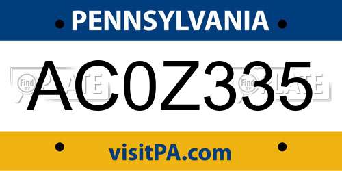 AC0Z335 Pennsylvania License Plate