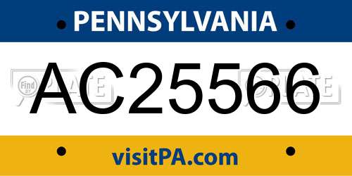 AC25566 Pennsylvania License Plate