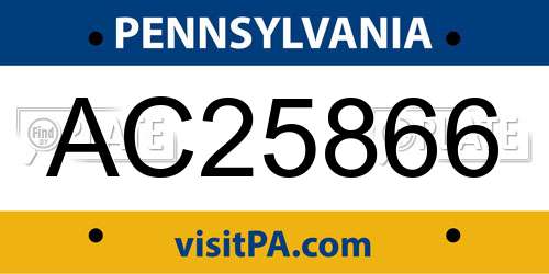 AC25866 Pennsylvania License Plate