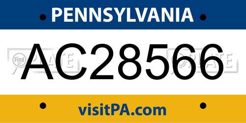 AC28566 Pennsylvania License Plate