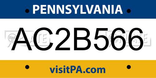 AC2B566 Pennsylvania License Plate