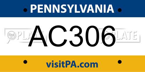 AC306 Pennsylvania License Plate
