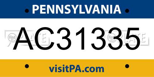 AC31335 Pennsylvania License Plate
