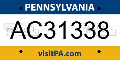 AC31338 Pennsylvania License Plate