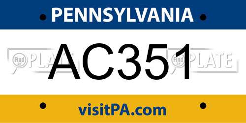 AC351 Pennsylvania License Plate