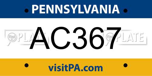 AC367 Pennsylvania License Plate
