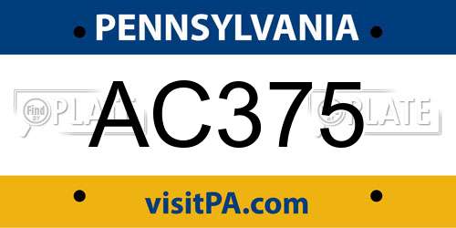 AC375 Pennsylvania License Plate
