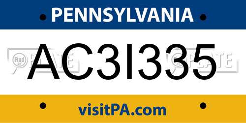 AC3I335 Pennsylvania License Plate
