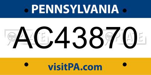 AC43870 Pennsylvania License Plate