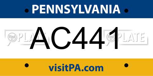 AC441 Pennsylvania License Plate
