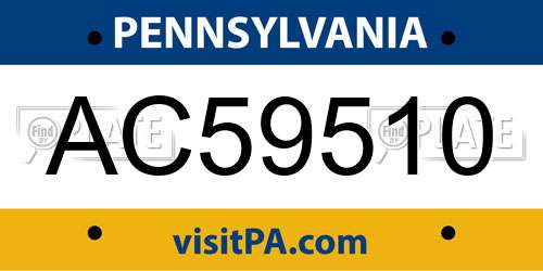 AC59510 Pennsylvania License Plate