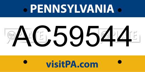 AC59544 Pennsylvania License Plate