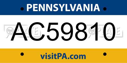 AC59810 Pennsylvania License Plate