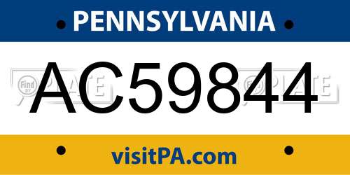 AC59844 Pennsylvania License Plate