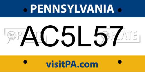AC5L57 Pennsylvania License Plate