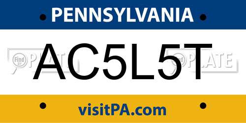 AC5L5T Pennsylvania License Plate