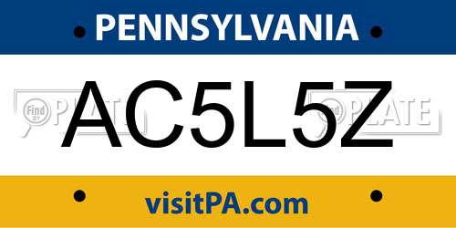 AC5L5Z Pennsylvania License Plate
