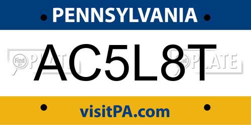 AC5L8T Pennsylvania License Plate