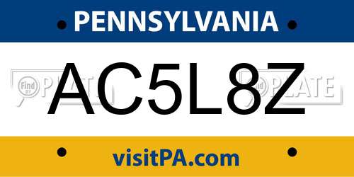 AC5L8Z Pennsylvania License Plate