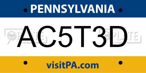 AC5T3D Pennsylvania License Plate