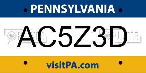 AC5Z3D Pennsylvania License Plate