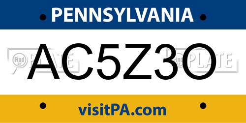 AC5Z3O Pennsylvania License Plate