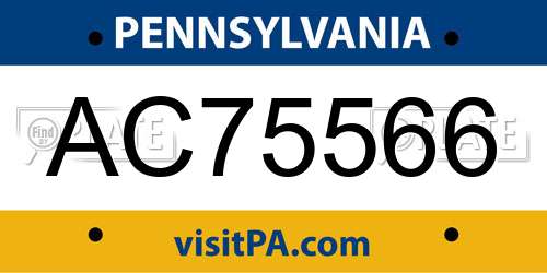 AC75566 Pennsylvania License Plate