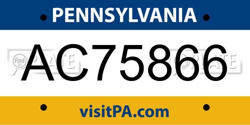 AC75866 Pennsylvania License Plate