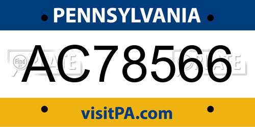 AC78566 Pennsylvania License Plate