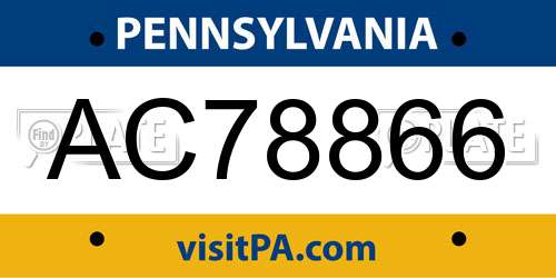 AC78866 Pennsylvania License Plate