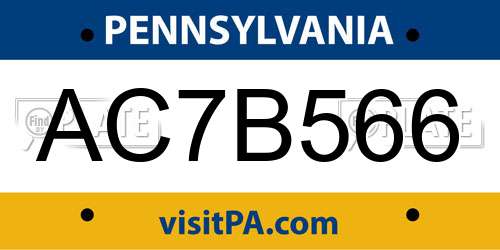 AC7B566 Pennsylvania License Plate