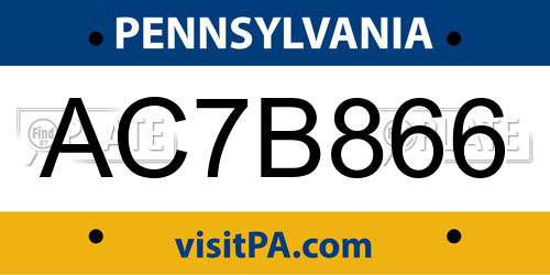 AC7B866 Pennsylvania License Plate