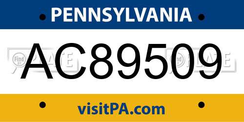 AC89509 Pennsylvania License Plate