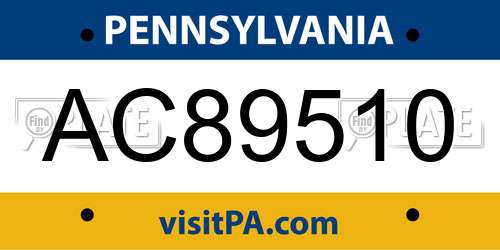 AC89510 Pennsylvania License Plate