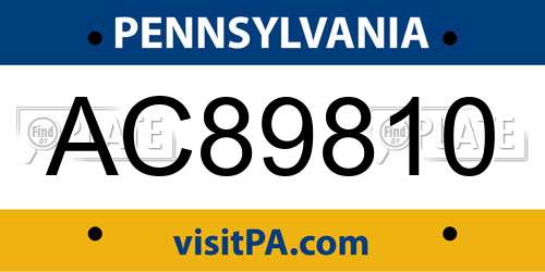 AC89810 Pennsylvania License Plate