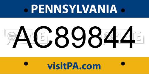 AC89844 Pennsylvania License Plate