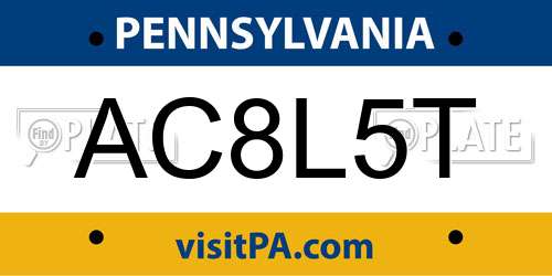 AC8L5T Pennsylvania License Plate