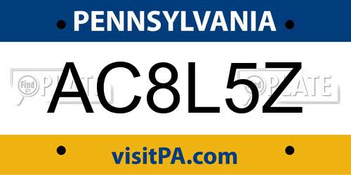 AC8L5Z Pennsylvania License Plate