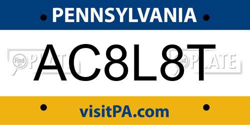 AC8L8T Pennsylvania License Plate
