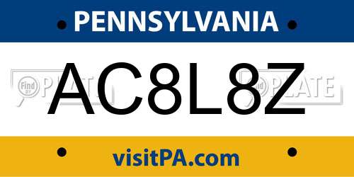 AC8L8Z Pennsylvania License Plate