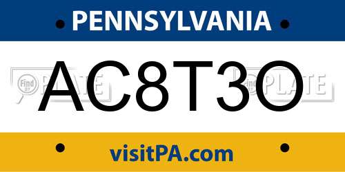AC8T3O Pennsylvania License Plate