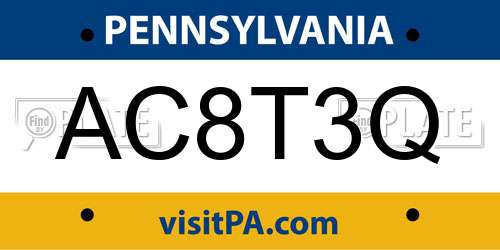AC8T3Q Pennsylvania License Plate