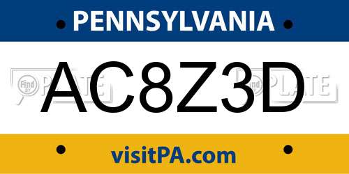 AC8Z3D Pennsylvania License Plate