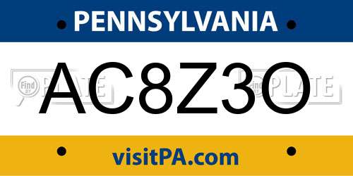 AC8Z3O Pennsylvania License Plate